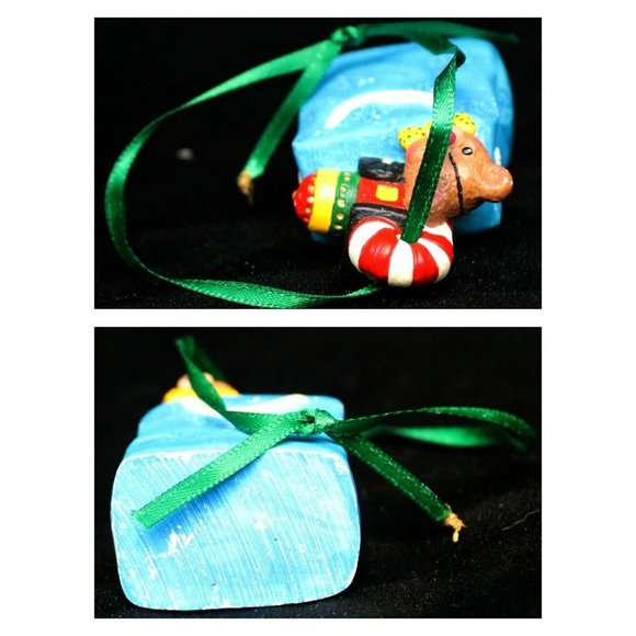 6 Paintable Ceramic Christmas Ornament Painted Bear Santa Presents Mice Books - Picture 4 of 8